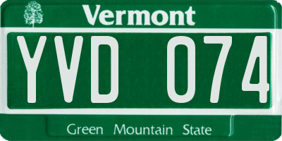 VT license plate YVD074