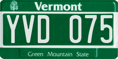 VT license plate YVD075