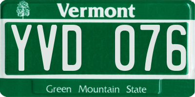 VT license plate YVD076
