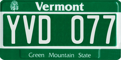 VT license plate YVD077