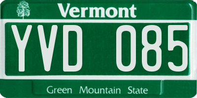 VT license plate YVD085