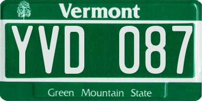 VT license plate YVD087