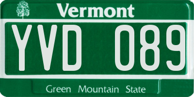 VT license plate YVD089