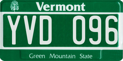 VT license plate YVD096