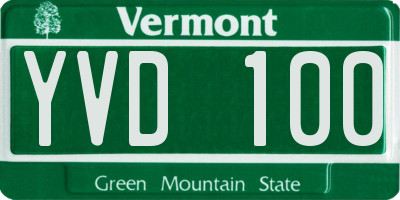 VT license plate YVD100