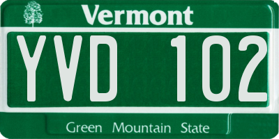 VT license plate YVD102