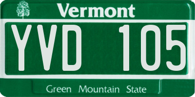 VT license plate YVD105