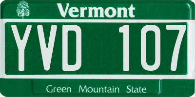 VT license plate YVD107
