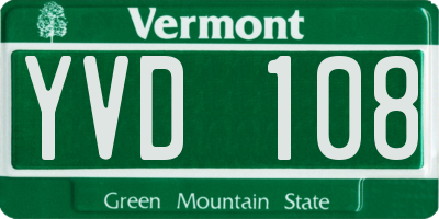 VT license plate YVD108