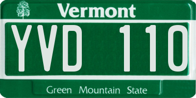 VT license plate YVD110