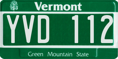 VT license plate YVD112