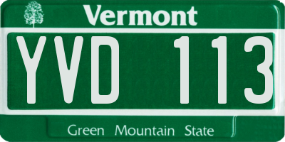 VT license plate YVD113