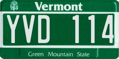 VT license plate YVD114