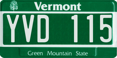 VT license plate YVD115