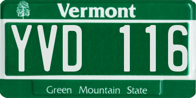 VT license plate YVD116
