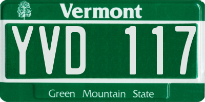 VT license plate YVD117