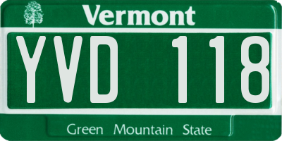 VT license plate YVD118
