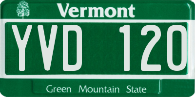VT license plate YVD120