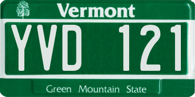 VT license plate YVD121