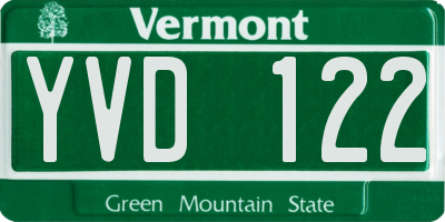 VT license plate YVD122
