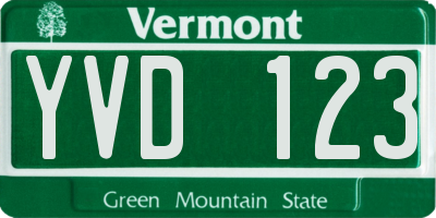 VT license plate YVD123