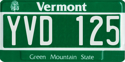 VT license plate YVD125