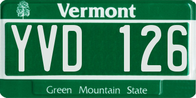 VT license plate YVD126
