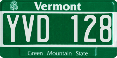 VT license plate YVD128