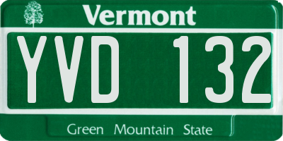 VT license plate YVD132