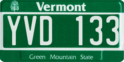VT license plate YVD133