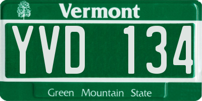 VT license plate YVD134