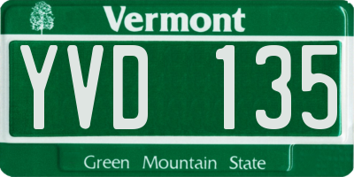 VT license plate YVD135