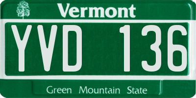 VT license plate YVD136