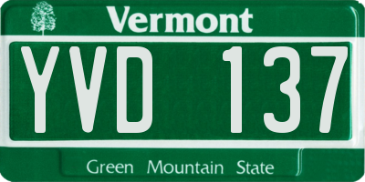 VT license plate YVD137