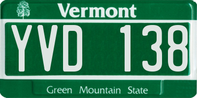VT license plate YVD138