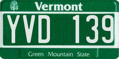 VT license plate YVD139