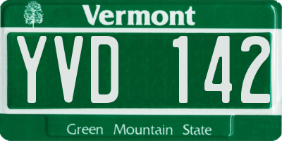 VT license plate YVD142