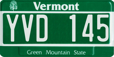 VT license plate YVD145