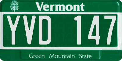 VT license plate YVD147