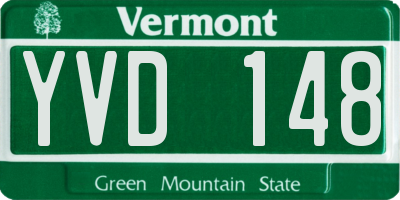 VT license plate YVD148