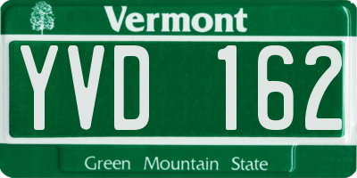 VT license plate YVD162