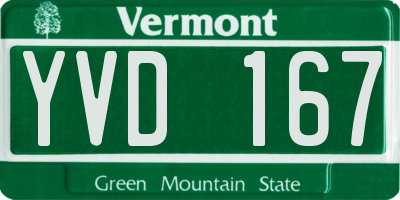 VT license plate YVD167