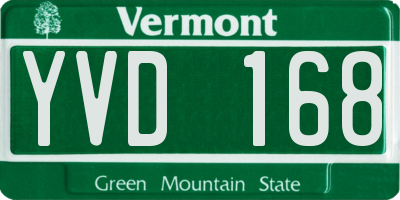 VT license plate YVD168
