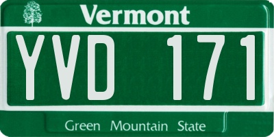VT license plate YVD171