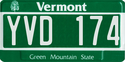 VT license plate YVD174
