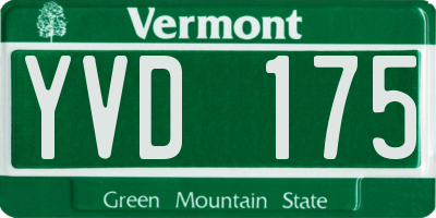 VT license plate YVD175