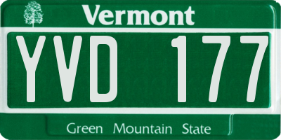 VT license plate YVD177