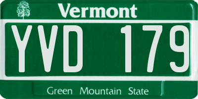 VT license plate YVD179