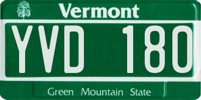VT license plate YVD180