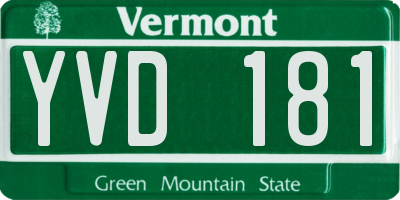 VT license plate YVD181